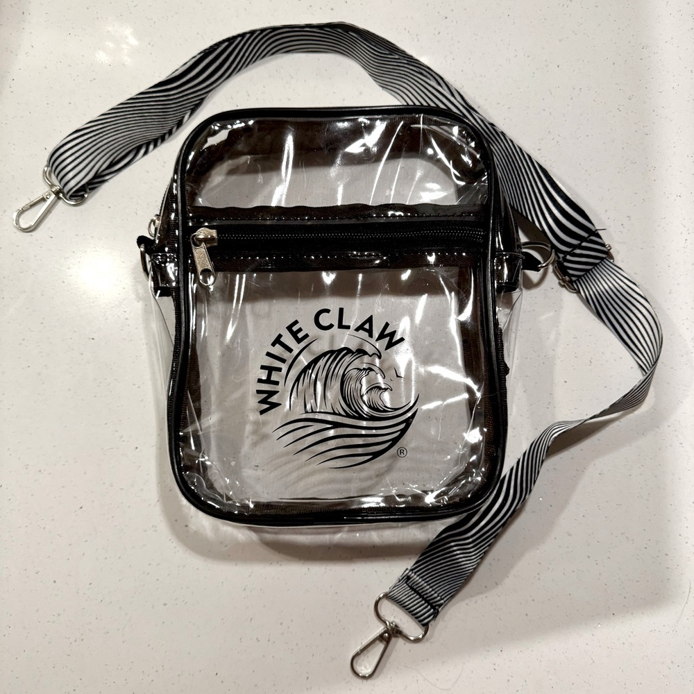 NEW! WHITE CLAW Crossbody Transparent Concert Festival Clear Bag